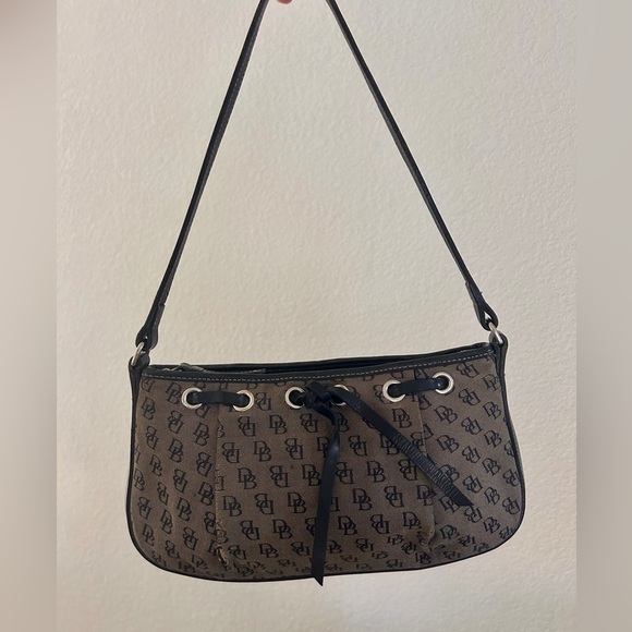 Dooney & Bourke Vintage Cloth Leather Trim Signature MonogramPurse Y2K-Pre Loved - Picture 4 of 16